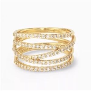 Stella & Dot Gold Pave Ring Size 7